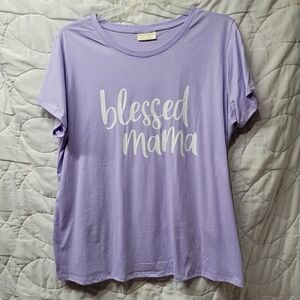 Women's Bobbie Brooks Plus Size Graphic Tee Size 2X "Blessed Mama" Lavendar NWOT